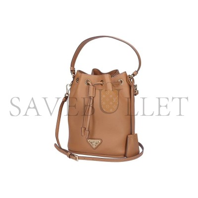 PRADA CALFSKIN LEATHER BUCKET BAG 1BE067 (19.5*15.5*10cm)